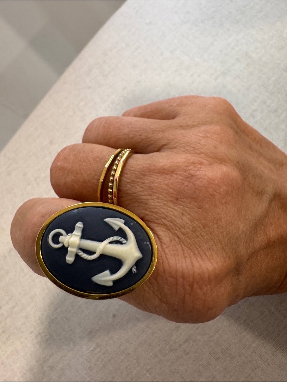 Navy Adjustable Nautical Anchor Ring